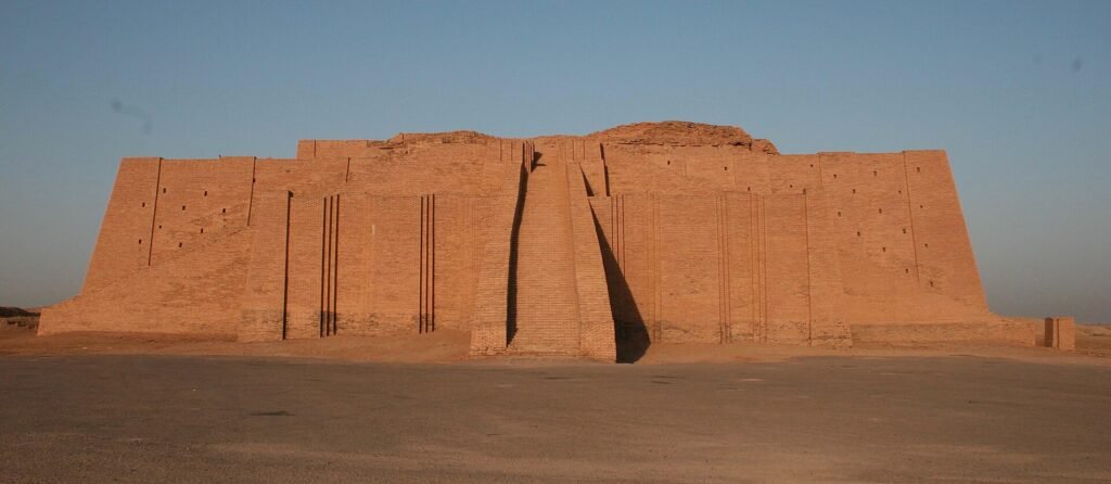 The rebuilt front of the Great Ziggurat of Ur in southern Iraq
