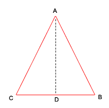 Triangle ABC with a dashed perpendicular line AD drawn from vertex A down to base CB
