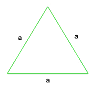 Equilateral triangle with all three sides labeled a