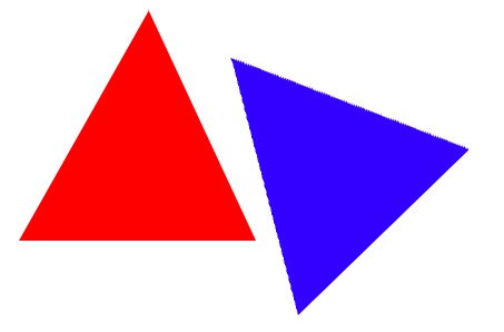 Two identical triangles, one rotated to a different angle