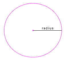 Circle with radius and diameter marked from the center