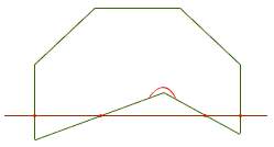 Concave polygon with a line crossing more than two of its sides