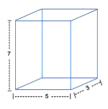 Triangular prism labeled with base dimensions and height