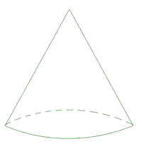 Cone with a circular base, apex and slant height marked