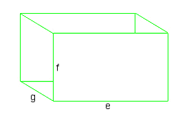 Rectangular prism with its three different edge lengths labeled