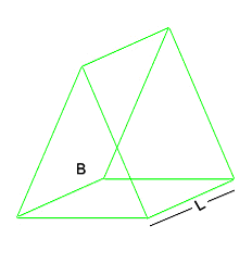 Prism with a shaded base face and its length marked along the side