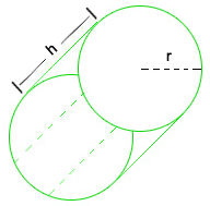 Cylinder with radius marked on the circular end and height along the side